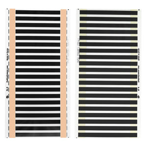 View of both sides of 6 inch wide Redline Science heat tape isolated on a white background