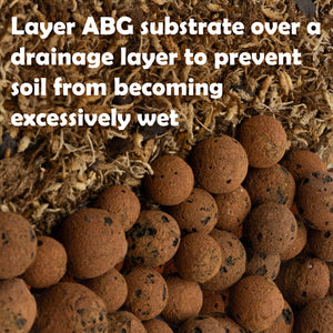 Cross section of Pangea ABG mix resting over a drainage layer