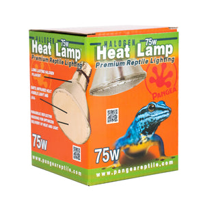 Pangea Halogen Heat Lamp 75W - premium reptile lighting box at angle.