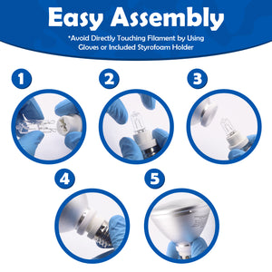5-step guide for replacing the halogen bulb in a Reptile Systems Eco Lamp unit