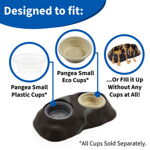 Pangea Ultimate Eco Dish with example options for using plastic cups, biodegradable cups or no cups at all.