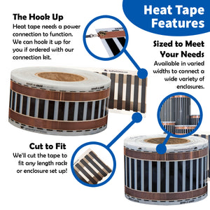 Redline science features highlighted with magnified images on a blue and white background