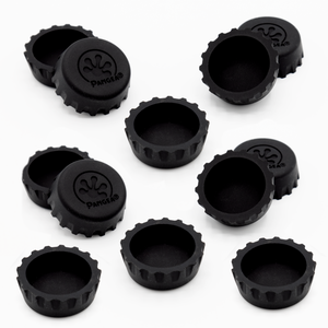 12-Pack of Silicone Bottle Cap Feeding Dishes - Black