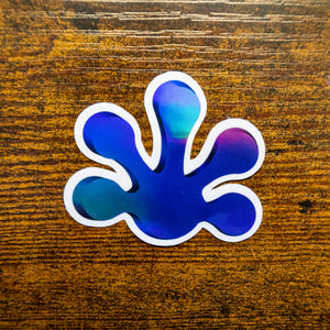 3D Blue Pangea Gecko Foot Holographic Sticker on wood