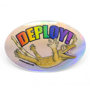 "Deploy" Crested Gecko Holographic Sticker 
