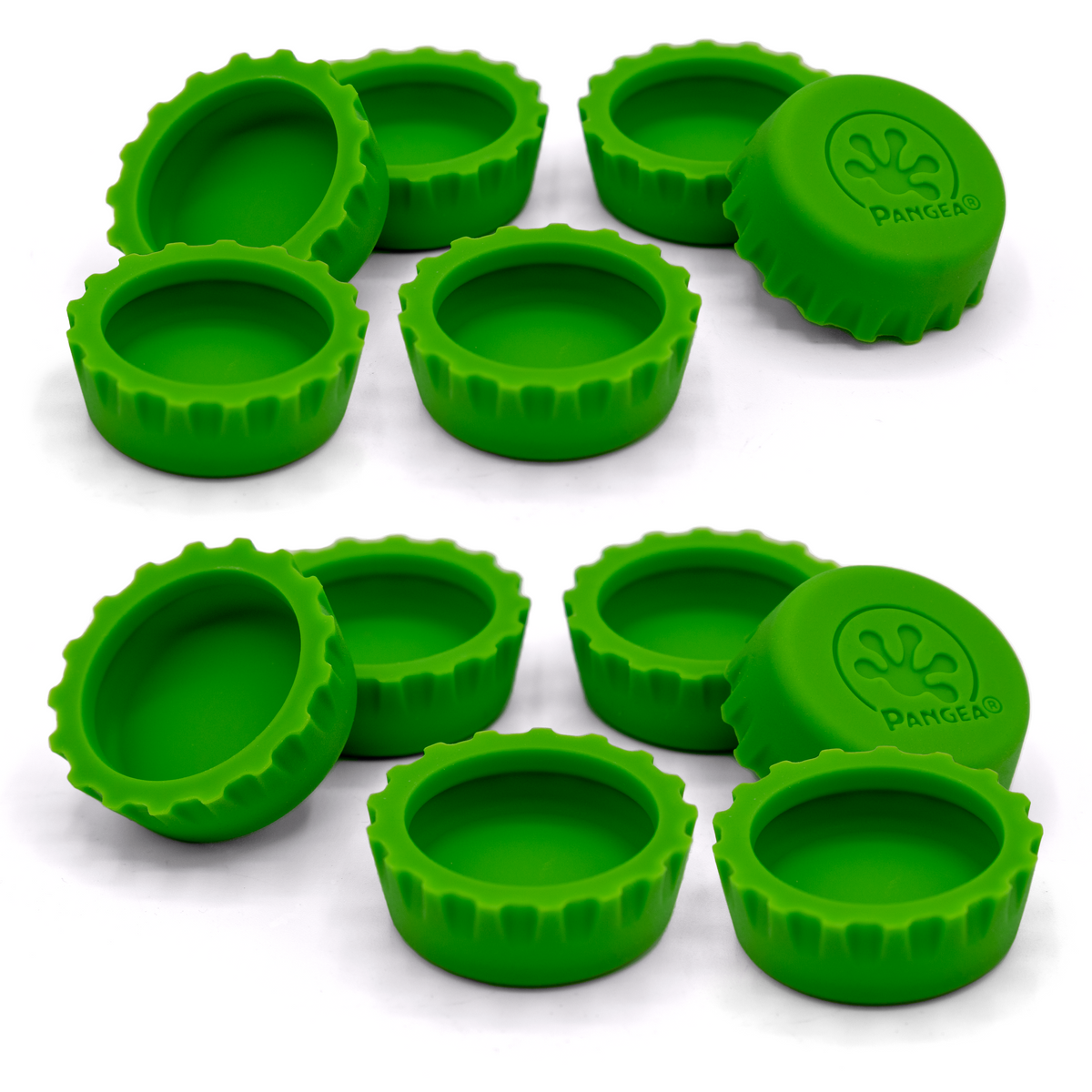 Pangea Silicone Bottle Cap Gecko Feeding Dish - 12 Pack Green.