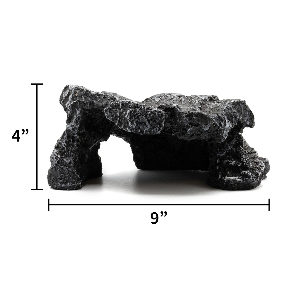 Pangea Large Rock Cave Hide with measurements front view.