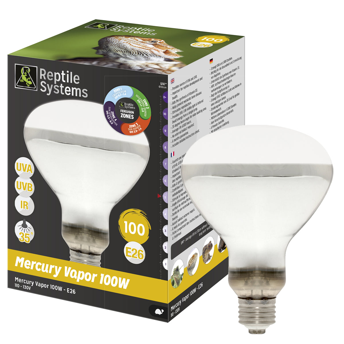 UVB Mercury Vapor Basking Heat Lamp - Reptile Systems