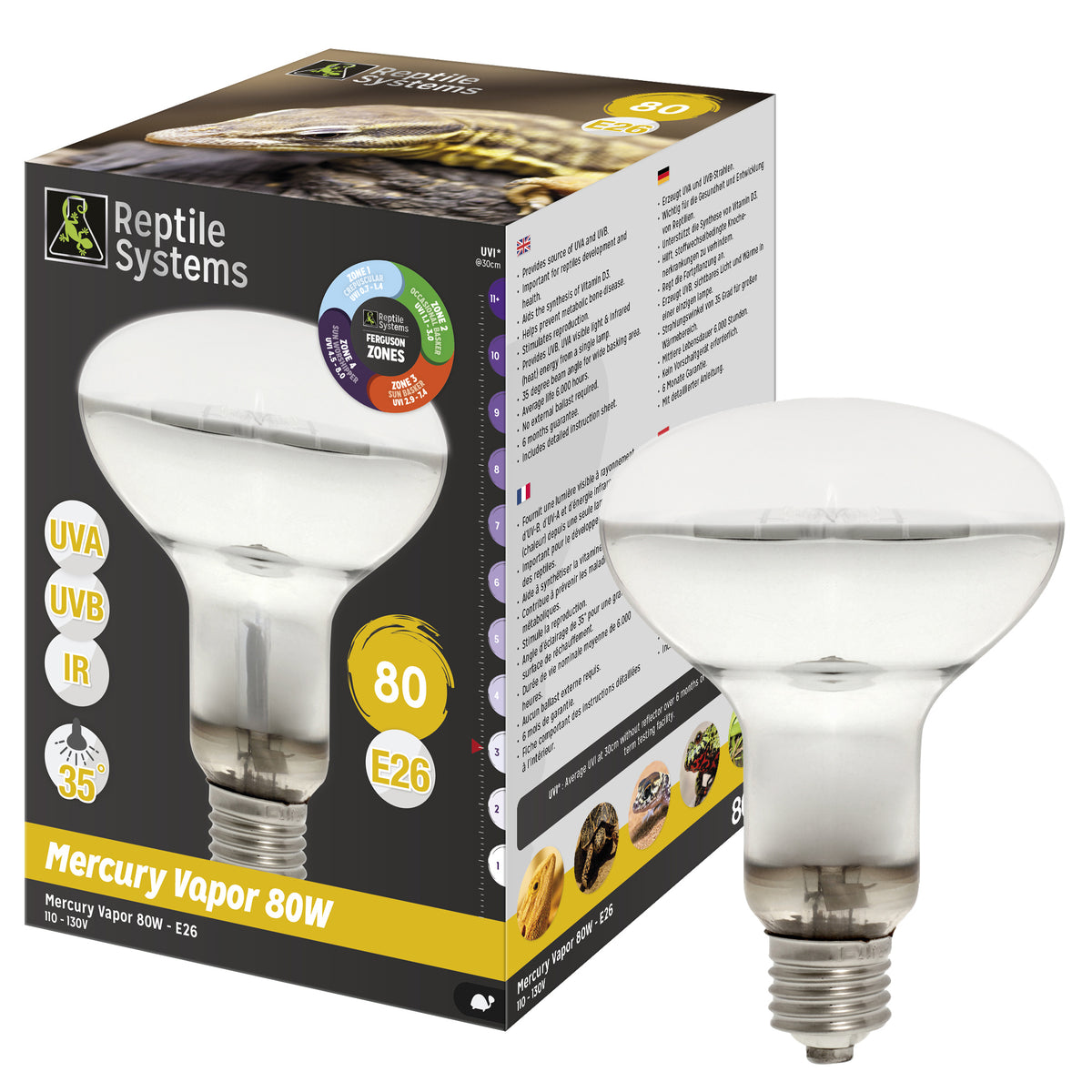 UVB Mercury Vapor Basking Heat Lamp - Reptile Systems