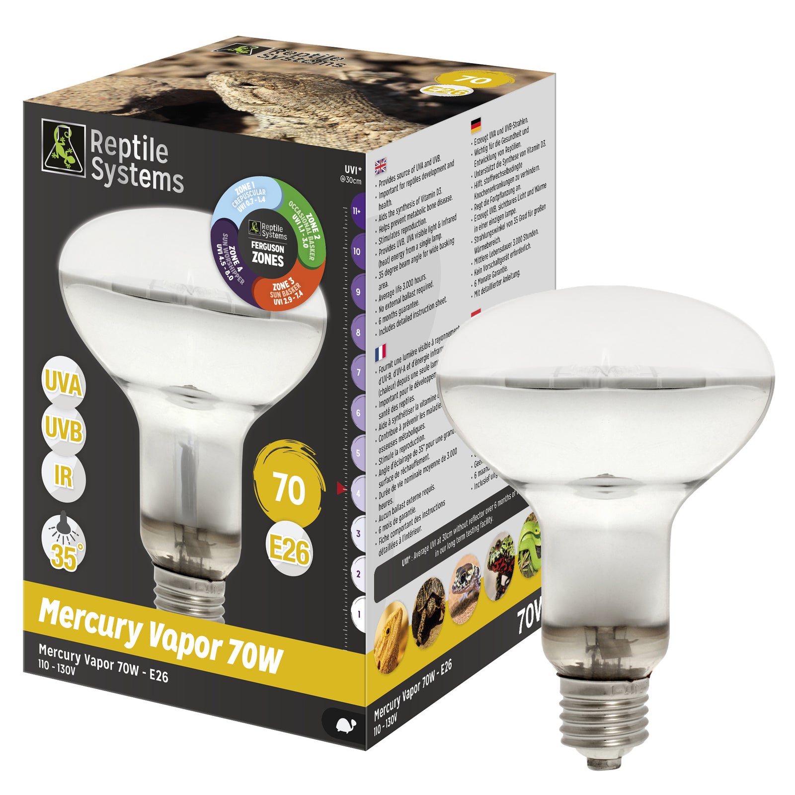 UVB Mercury Vapor Basking Heat Lamp - Reptile Systems