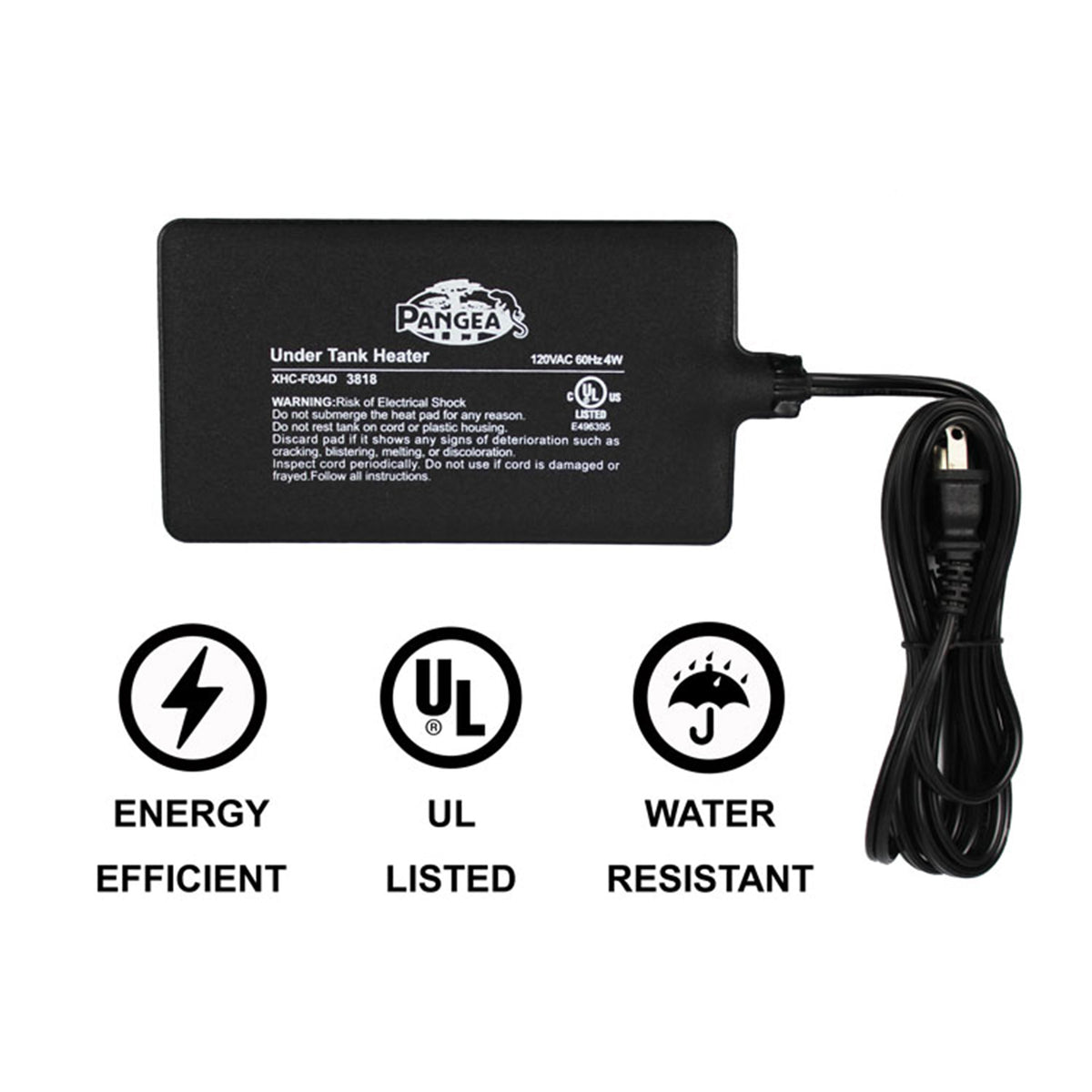 Pangea Reptile Heat Pad - informational labels.