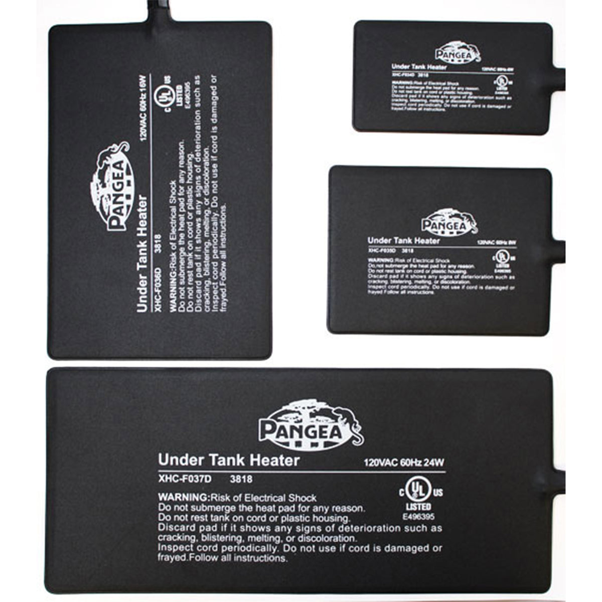 Pangea Reptile Heat Pad - size comparisons.