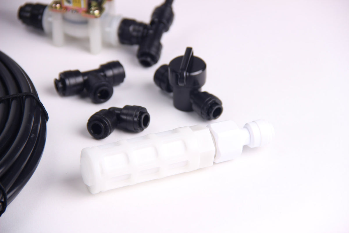 MistKing ultimate misting system filter with joints shown on a white background