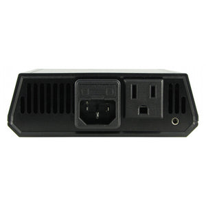 Back view of Herpstat 1 thermostat showing power connection port and output port, isolated on a white background