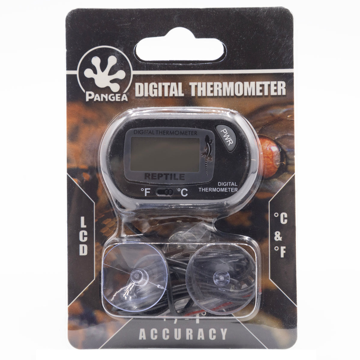 Pangea Digital Thermometer in Packaging with Branded Display on a White Background