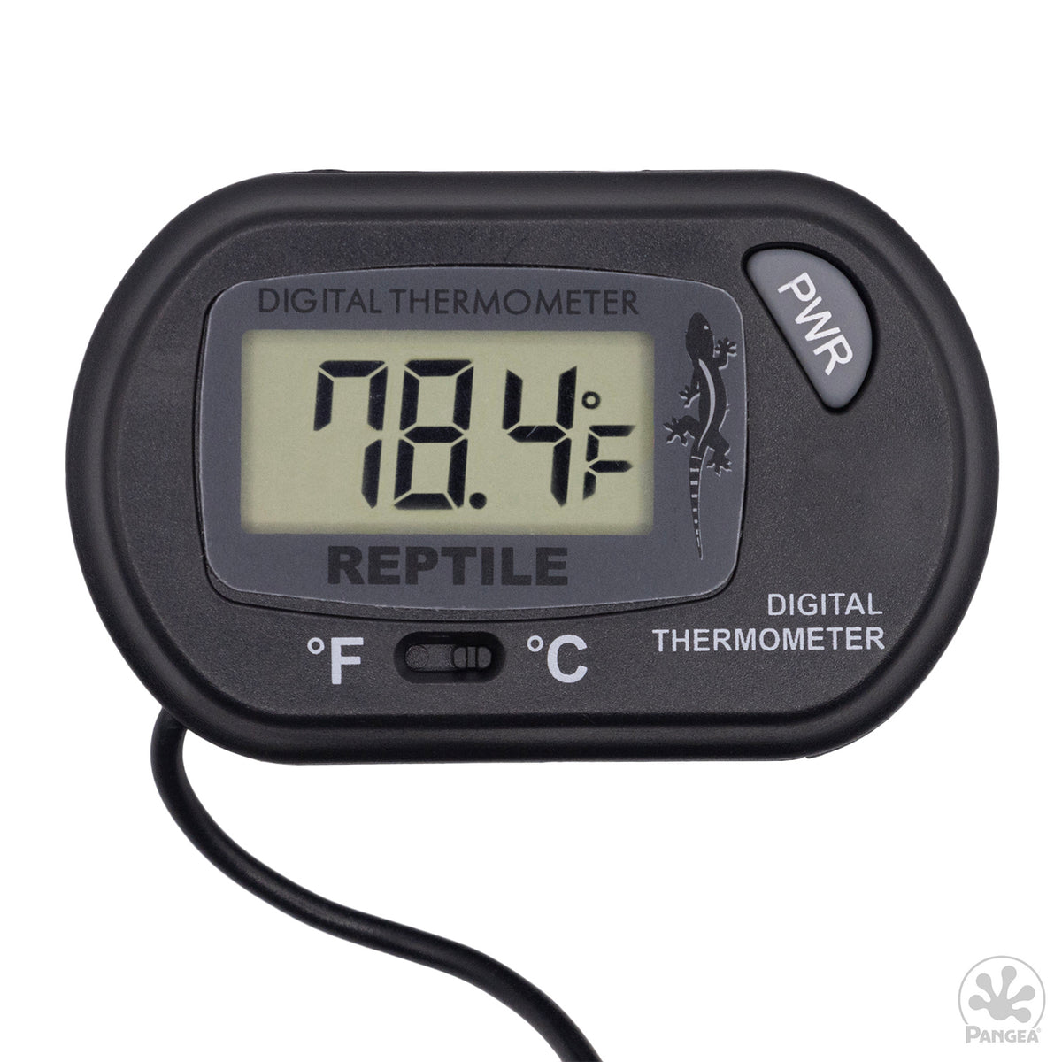 Pangea Digital Reptile Thermometer Isolated on a White Background with Pangea Logo