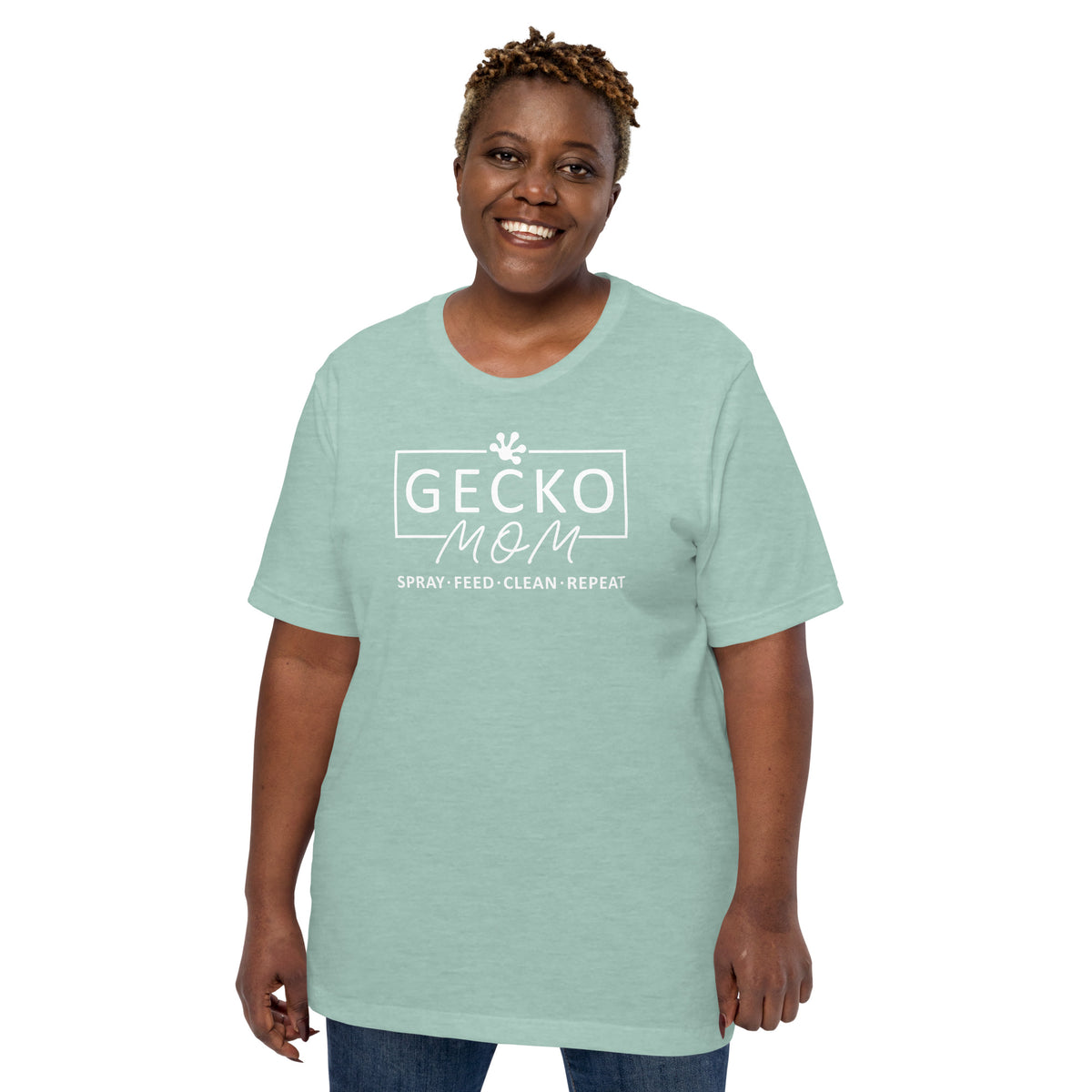 Gecko Mom - Spray, Feed, Clean, Repeat - Unisex t-shirt