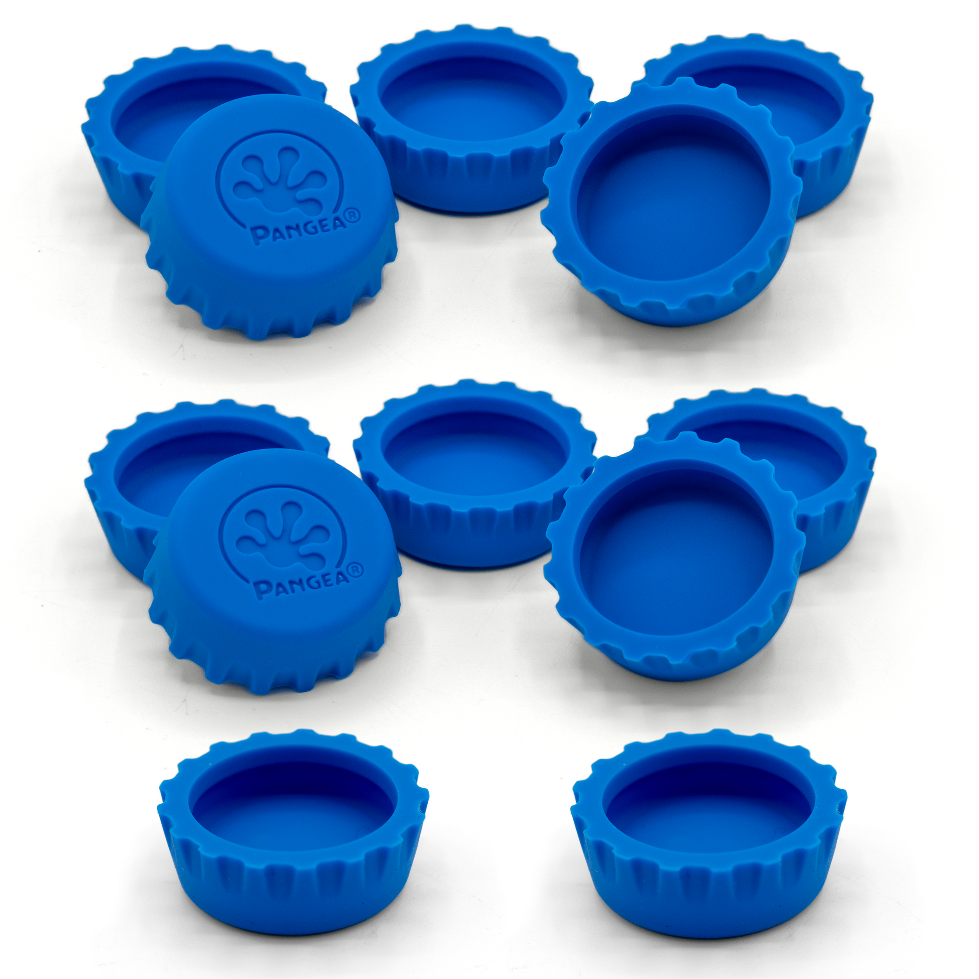 12-Pack of Silicone Bottle Cap Feeding Dishes - Blue