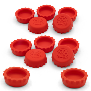 12-Pack of Silicone Bottle Cap Feeding Dishes - Red