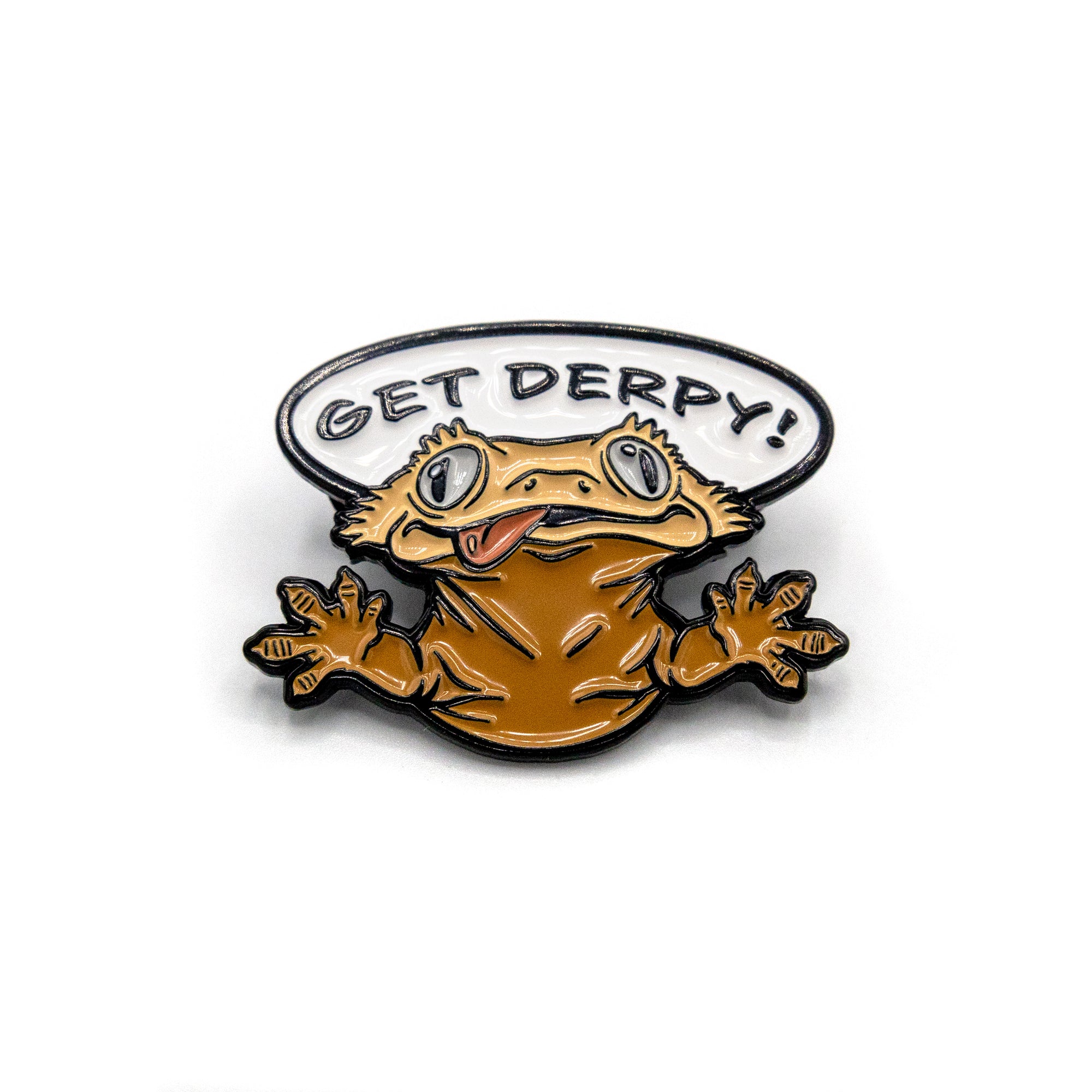 "Get Derpy" Crested Gecko Pin