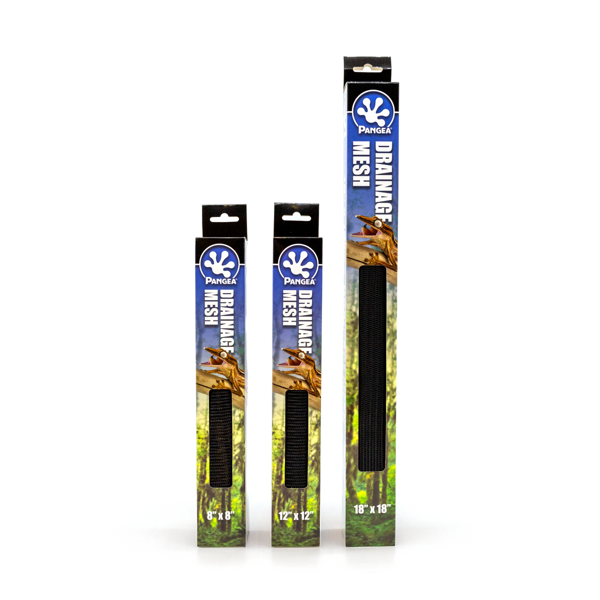 Pangea Drainage Mesh Boxes - 8x8, 12x12, and 18x18.